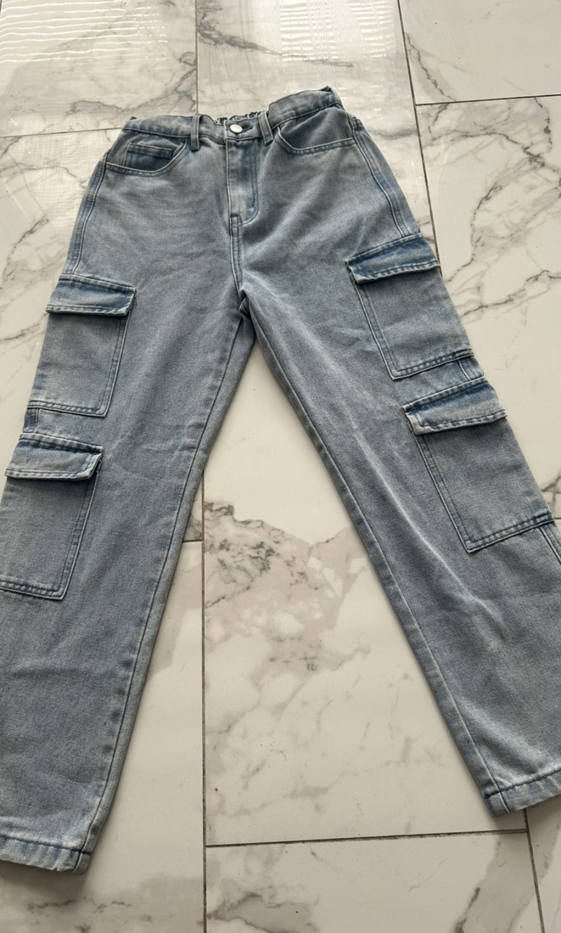 Source Unknown Light Wash Denim Cargo Pants